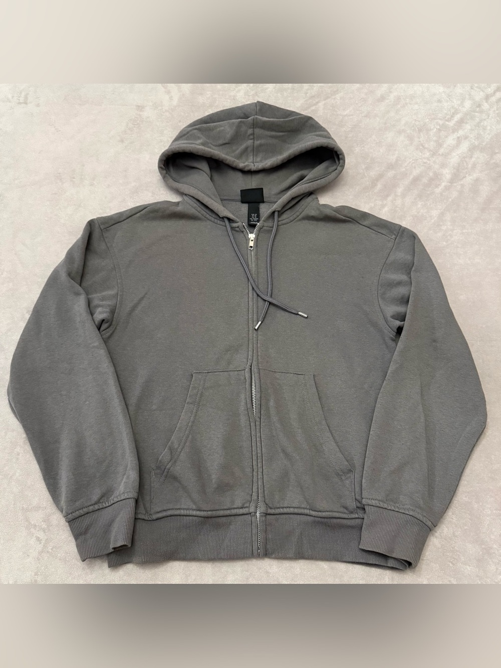 H&M Men's Loose Fit Full Zip Hoodie Charcoal Gray Sweatshirt Size XS